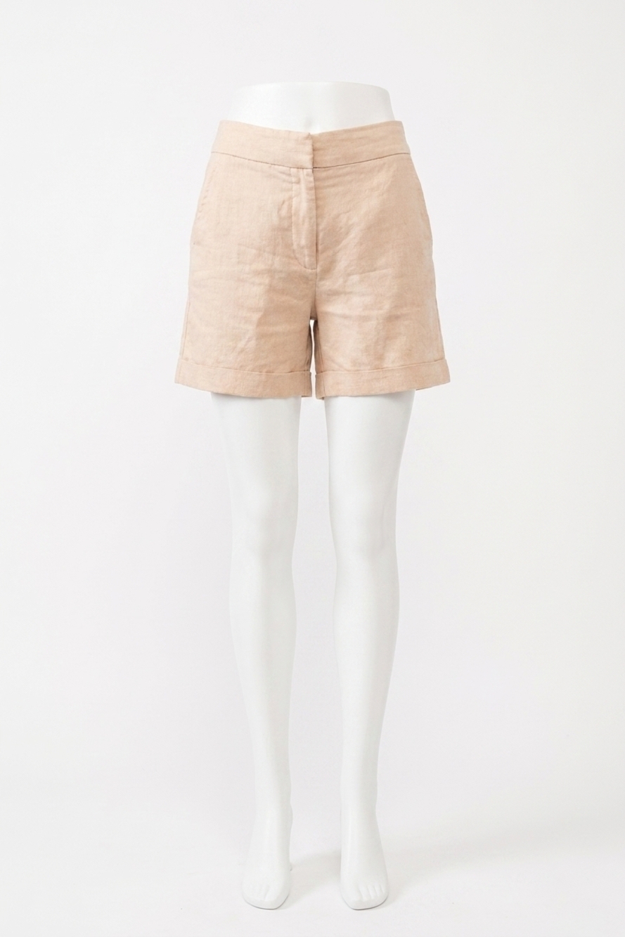 NEW DEAR JOHN DENIM tonya super high rise linen shorts in peach flesh